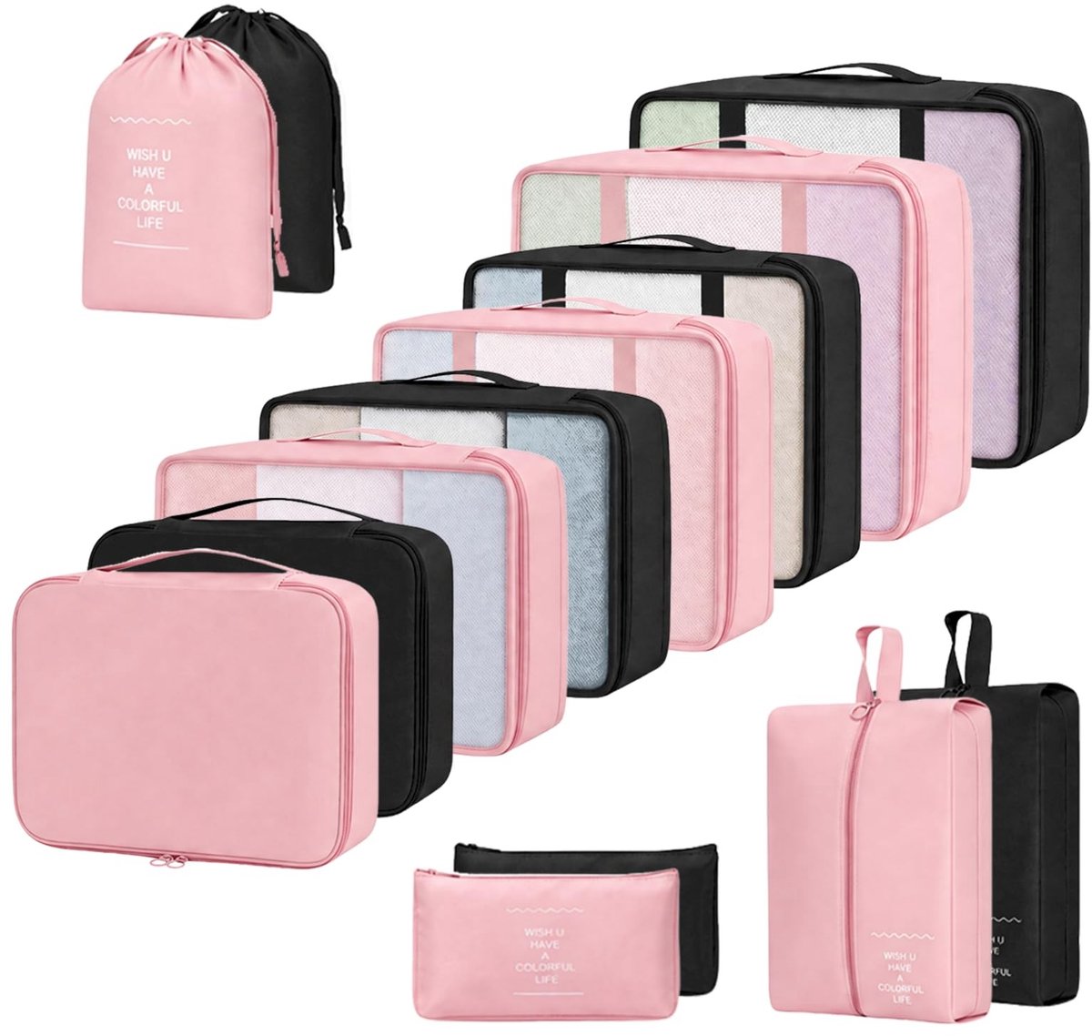 Solidchoice - 14-delige Waterdichte Organizer Kofferset met Mesh
