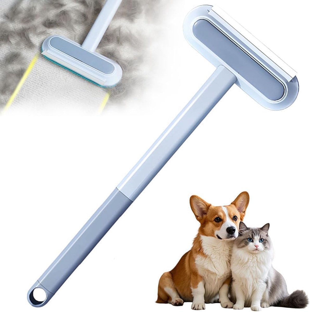 4-in-1 Huisdierenborstel - Multifunctionele Haarverwijderaar voor Honden en Katten - Met Uitschuifbare Steel en Herbruikbaar Ontwerp - Professioneel Gereedschap voor Vloer Meubels en Auto