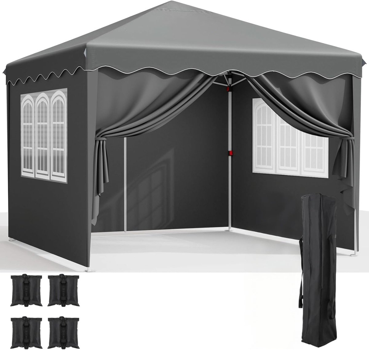 LIFERUN Partytent 3x3m met Zijwanden - Pop-up Opvouwbaar Tuinpaviljoen - Waterdicht 420D Oxford - UV-bestendig