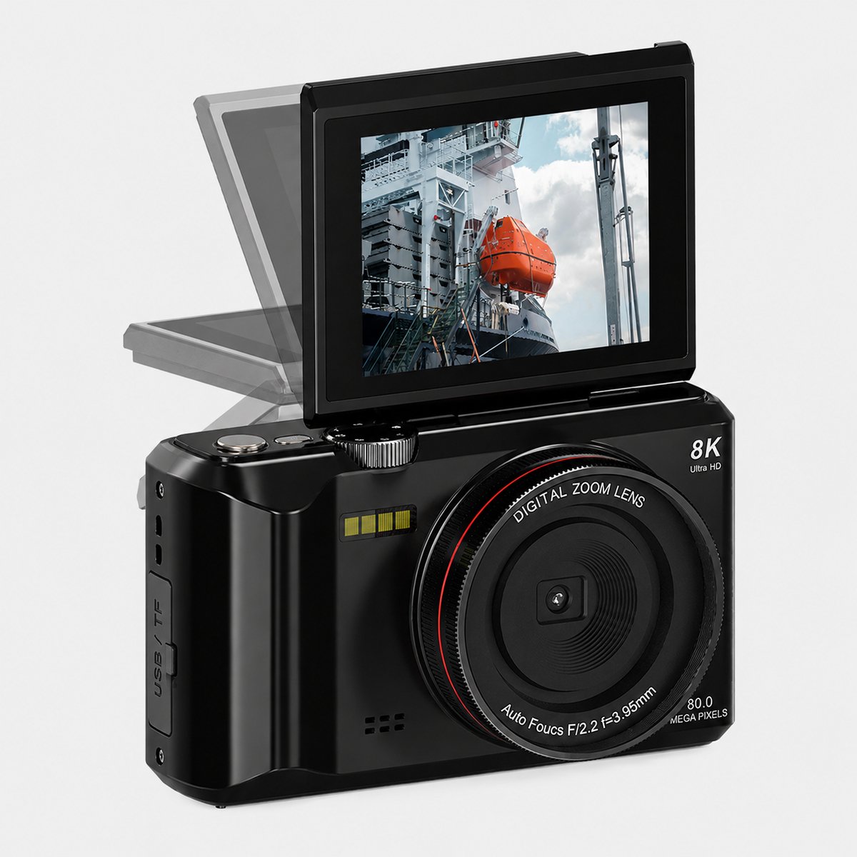 Nexeli NX-RTC-16 Retro Digitale Camera Zwart – 68MP Foto's, 8K Video, Autofocus, 16x Digitale Zoom, 2.8 Inch IPS Scherm, Inclusief Accu