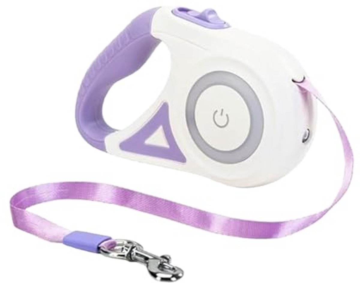 Namajunas - Rollijn New Classic Tape met lampje - Large 5 m - Batterij niet inbegrepen - 360° anti-klit trainingstouw - Antislip handgreep - Hondenriem - Grote en Actieve Honden - voor Uitlaat & Training - Paars