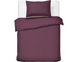 HUSH Living - Dekbedovertrek 100% katoen - 144TC - soepel en ademend - 140x220+20cm - 60x70cm kussensloop - met bevestigingslusjes - bordeaux