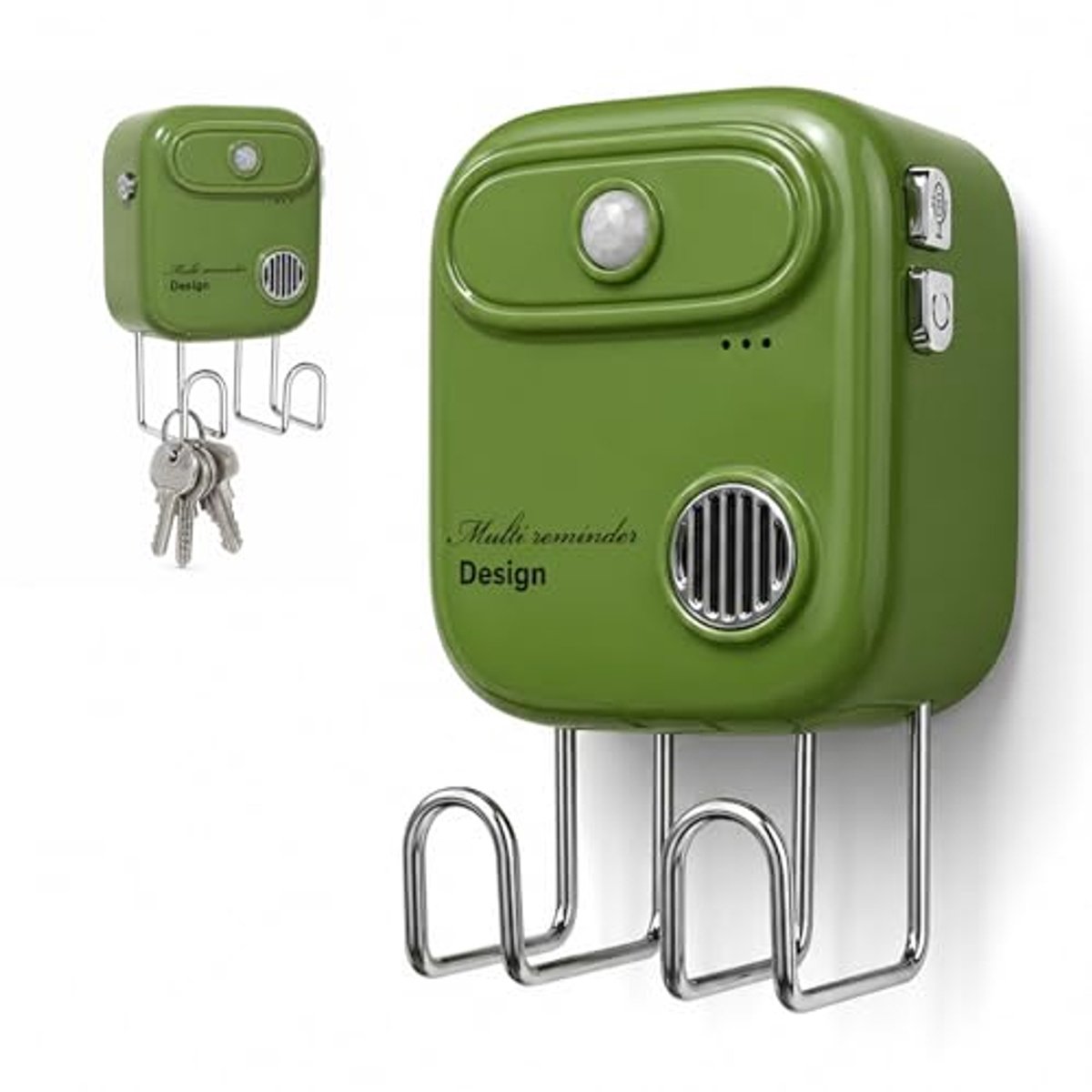 Namajunas - Sleutelrekje groen - Met opnamefunctie - Met lijm - Batterij niet inbegrepen - Maximale draagcapaciteit: 1,5 kg - Wanddecoratie woonkamer - Voor ouderen, kinderen en ouders - Geschenk - Geen boren nodig - Sleutelhouder