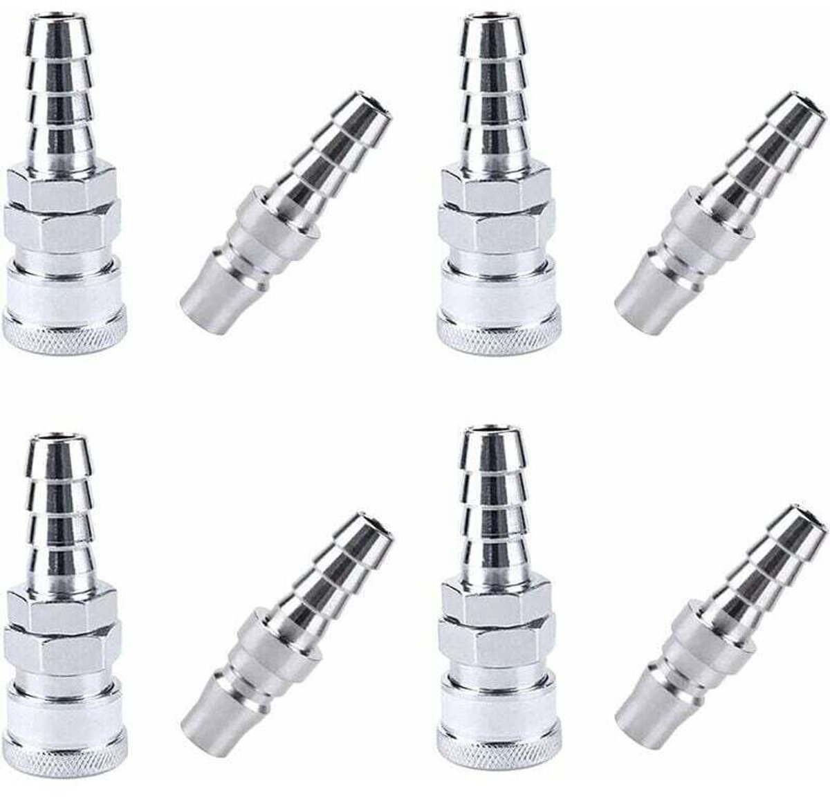8-delige compressor slangkoppelingenset, SH20 + PH20 flexibele snelkoppeling, compressor slangkoppeling, geschikt voor 9 mm slangen.
