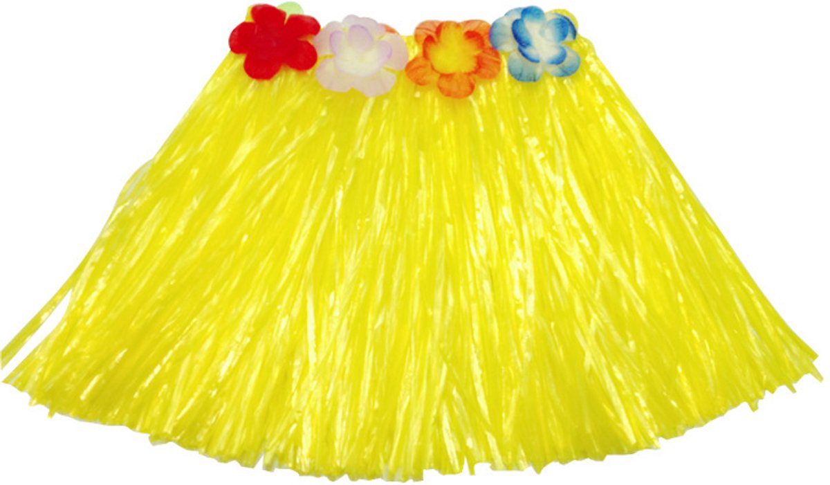 Go Go Gadget - Hula rokje - Raffia rokje - 40cm - Hawaii thema - Volwassenen - Unisex - One size - 1 stuk - Geel