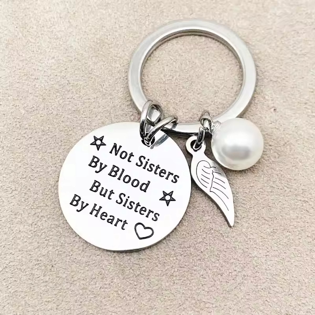 Go Go Gadget - Sleutelhanger - RVS - Not sisters by blood, but sisters by heart - BFF - Zilver - 1 stuk
