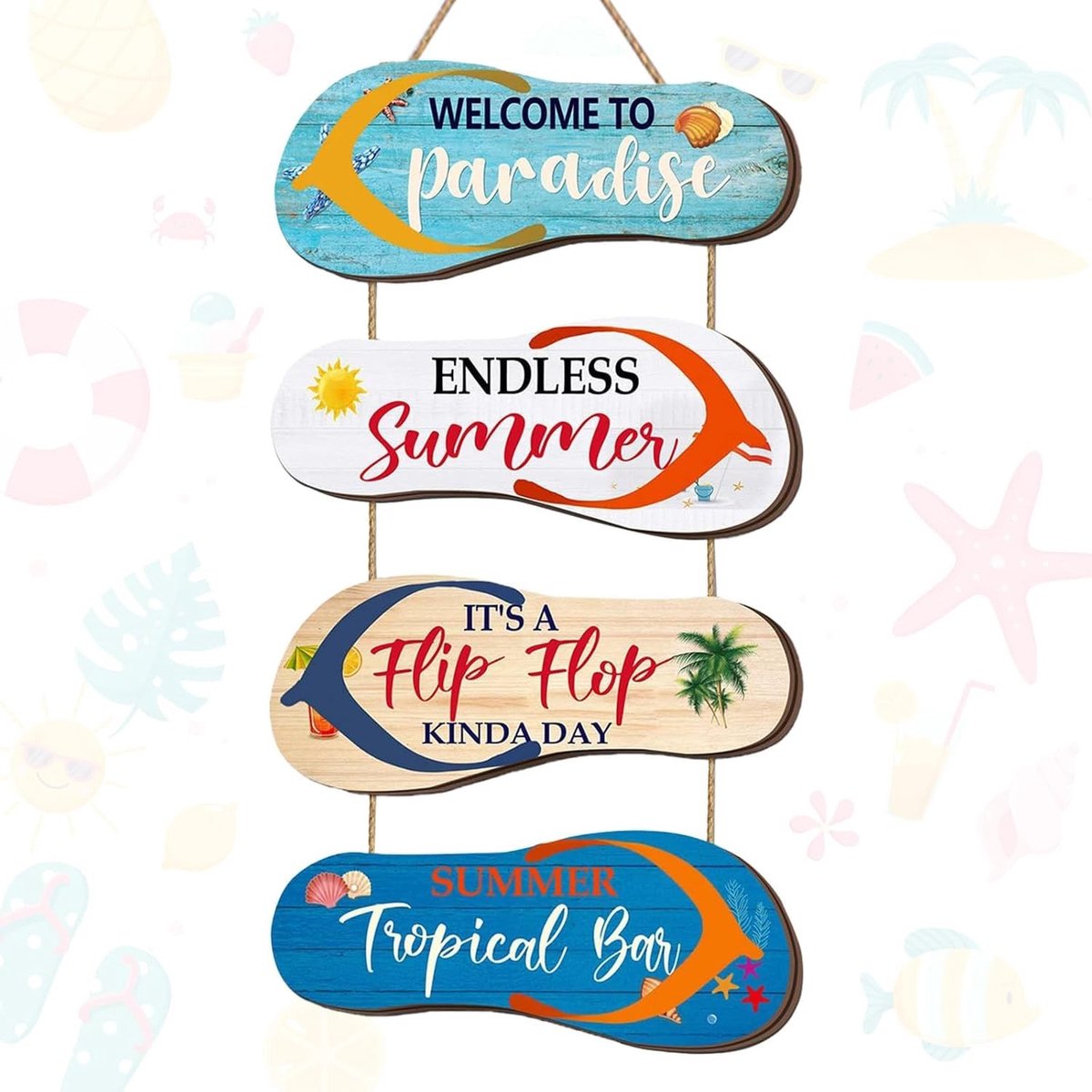 Solidchoice - Houten Zomerdecoratie Flipflops met Ophangkoord