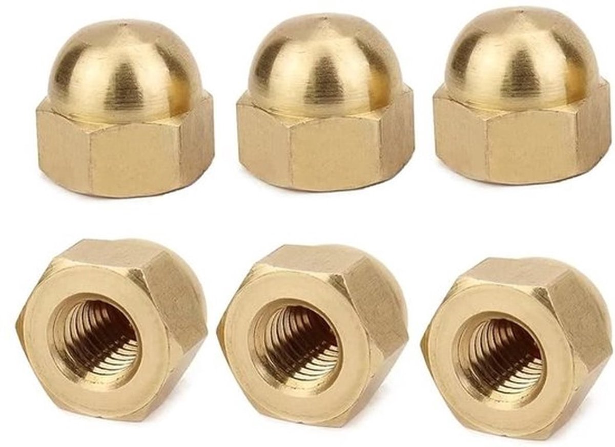 Hexagonale messing acorn moeren met koperen afdekking M14 - Perfect voor bevestiging en montage