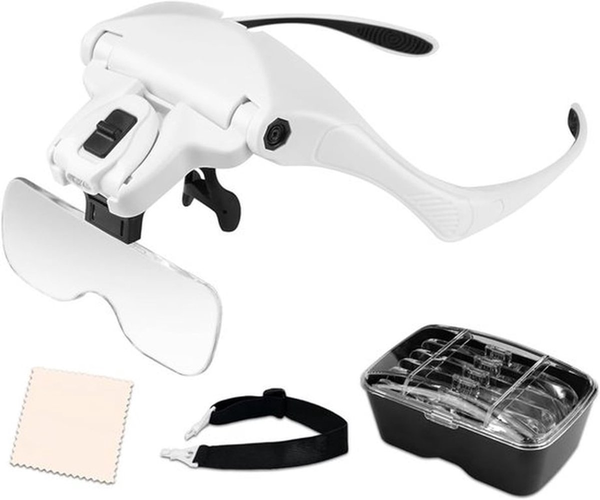 Handsfree Vergrootglas met Licht en 5 Verwisselbare Lensen voor Hobby's, Elektriciens en Ambachten