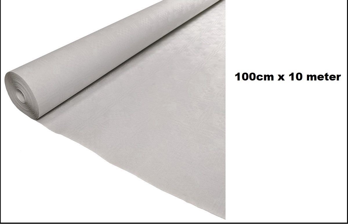 1x Tafelkleed op rol wit met relief papier 100cm x 10meter - Zelf op maat te knippen - word geleverd in ingepakte rol van 10 meter - food festival eten fun thema feest party diner kerst