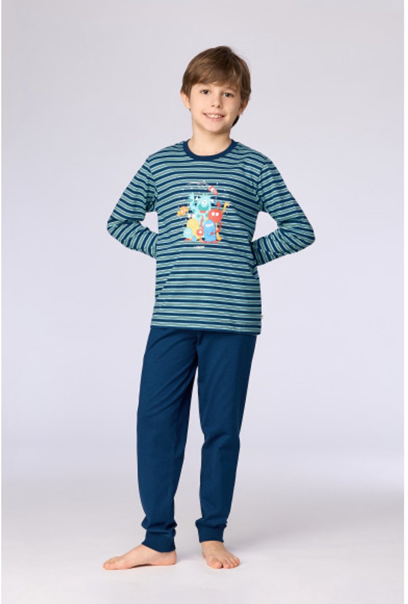 Woody Jongens-Heren pyjama blauwe streep - maat 164/14J