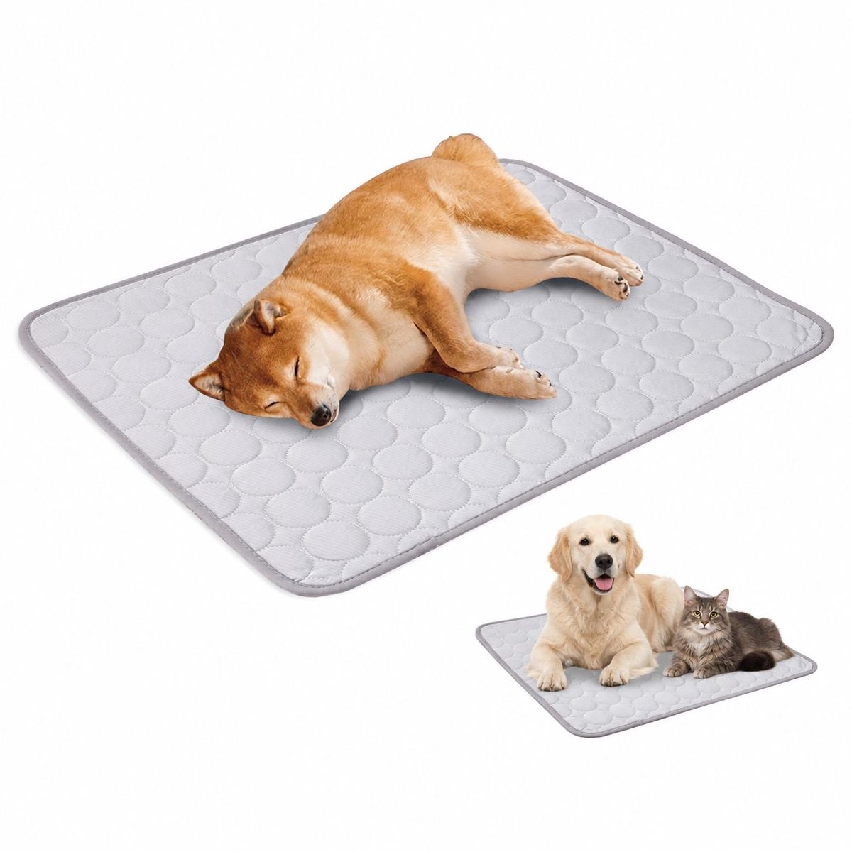 Bobypet - Koelmat hond en kat - verkoelende huisdierenmat zonder elektriciteit - antislip en wasbaar - grijs XL