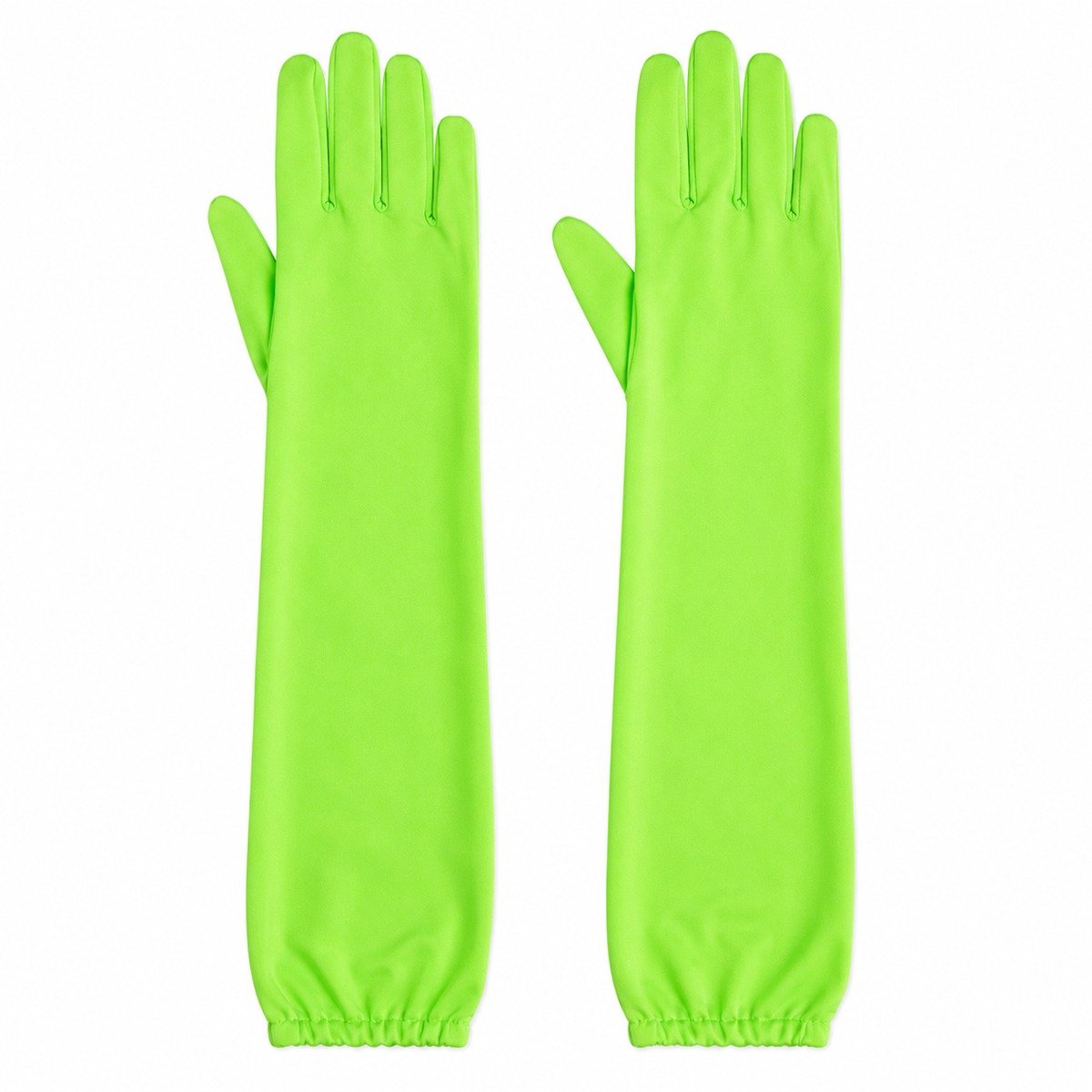 Lange Neon Groene Handschoenen – Unisex – Fluor Groen – Carnaval Disco Festival & Verkleedaccessoire – Feestartikel