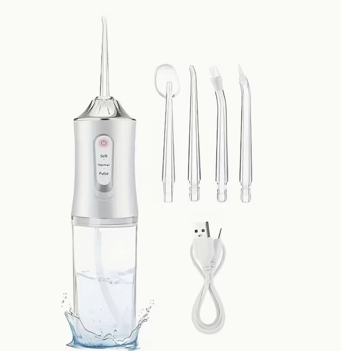 Waterflosser Draadloze Monddouche – 4 Opzetstukken – USB Oplaadbaar – Lithium Batterij – Voor Tanden en Tandvlees - Kleur WIT