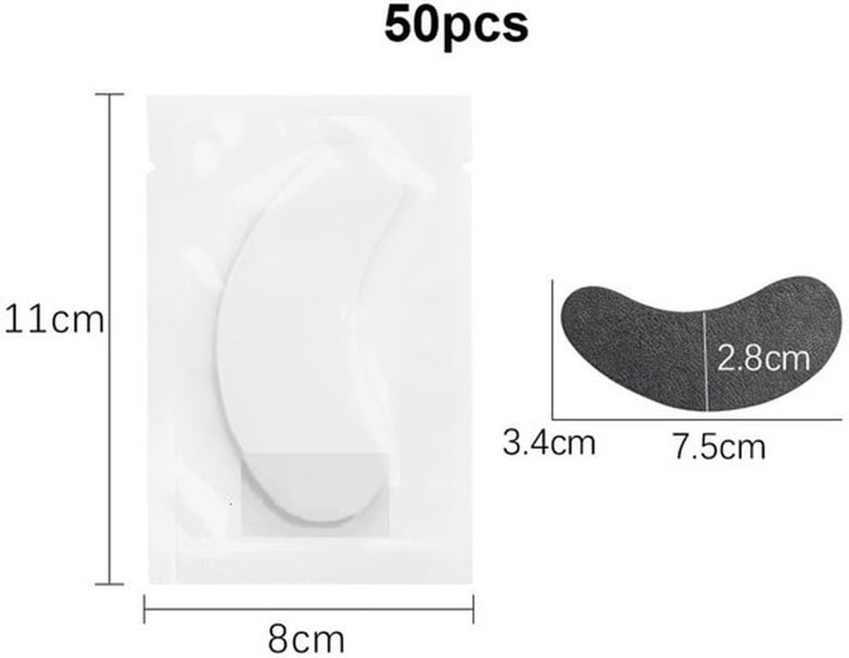 50 paar oogpads voor wimperverlenging met pincet, wimperverlenging, pad, oogpads, oogpads, eygelpatch voor wimperverlengingen, beauty-tool (zwart)