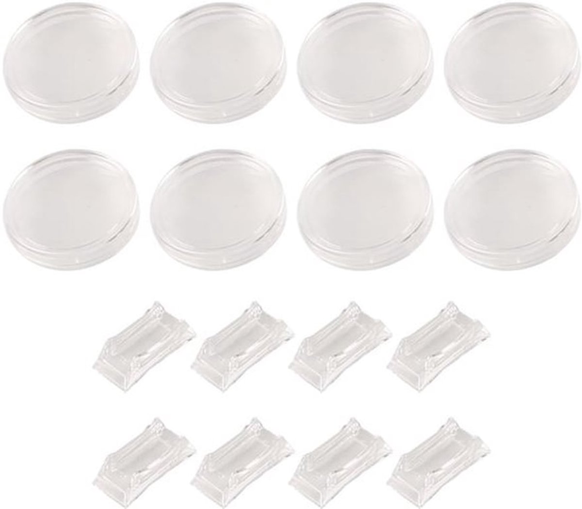 Munthouders 8-pack - Acryl - Muntdisplay 40mm - Transparant - Met voet - Ideaal voor verzameling en winkel