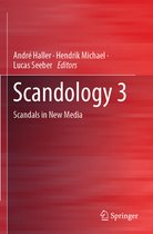 Boek 'Scandology 3: Scandals in New Media' door André Haller, Hendrik Michael en Lucas Seeber. Rood abstract patroon.
