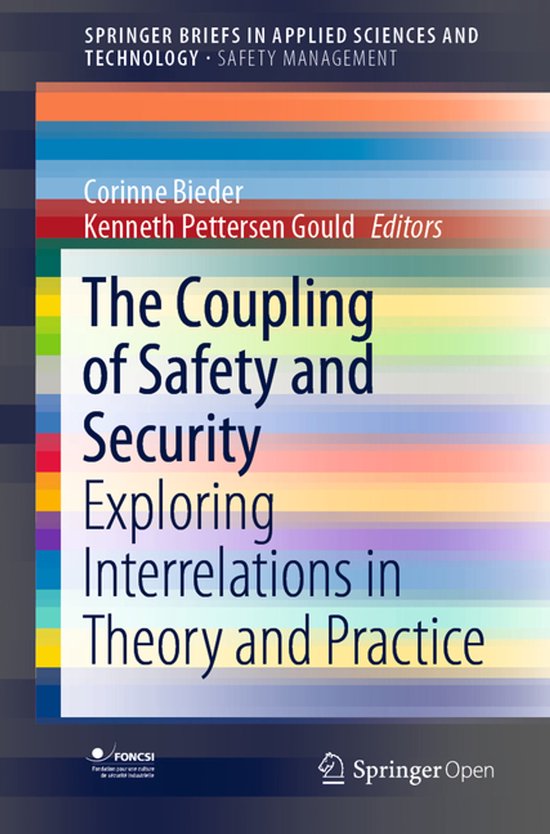Boek "The Coupling of Safety and Security" met gestreepte achtergrond.