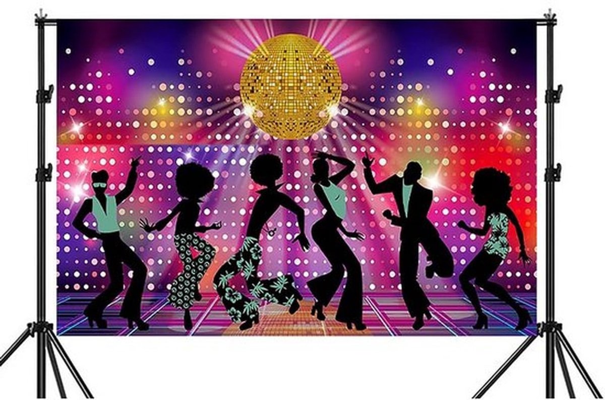 Disco Achtergrond 180 x 110 cm - Feest Decoratie - Polyester - Neon Thema - Fotografie Achtergrond - Lichtgewicht - Feestdecoratie