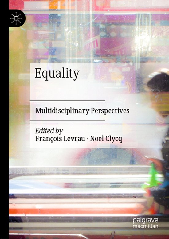Boek 'Equality: Multidisciplinary Perspectives', geredigeerd door François Levrau en Noel Clycq, met een abstracte achtergrond.