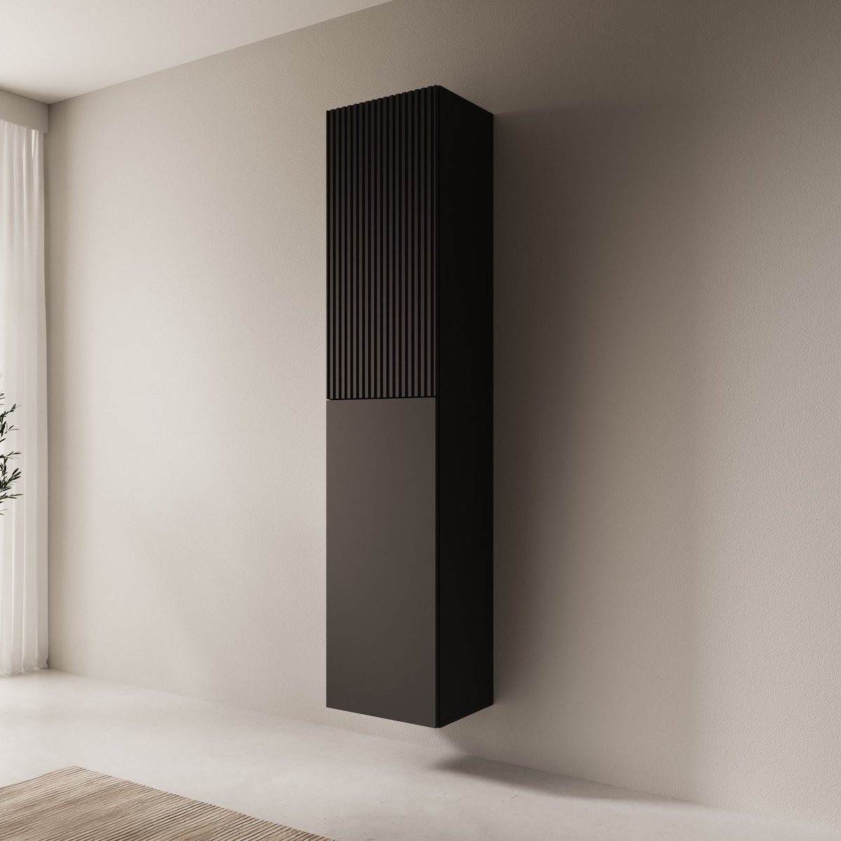 Meubella - Cruzar - Vitrinekast - Zwart - 40x30x180 cm