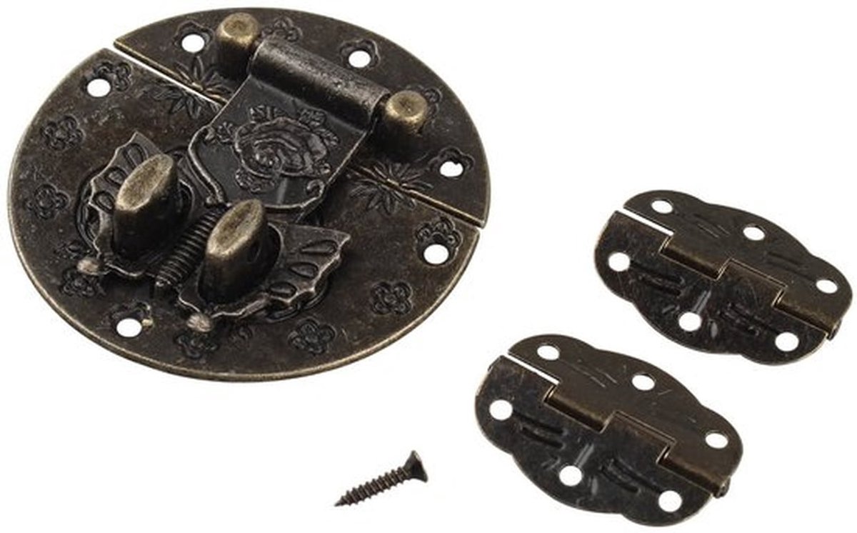 Sluiting retro design - Sluitring - Sluiting sieraden maken - Haspel 58 x 58 mm - Scharnier 30 x 22 mm - Robuust en eenvoudig te monteren - Boxslot