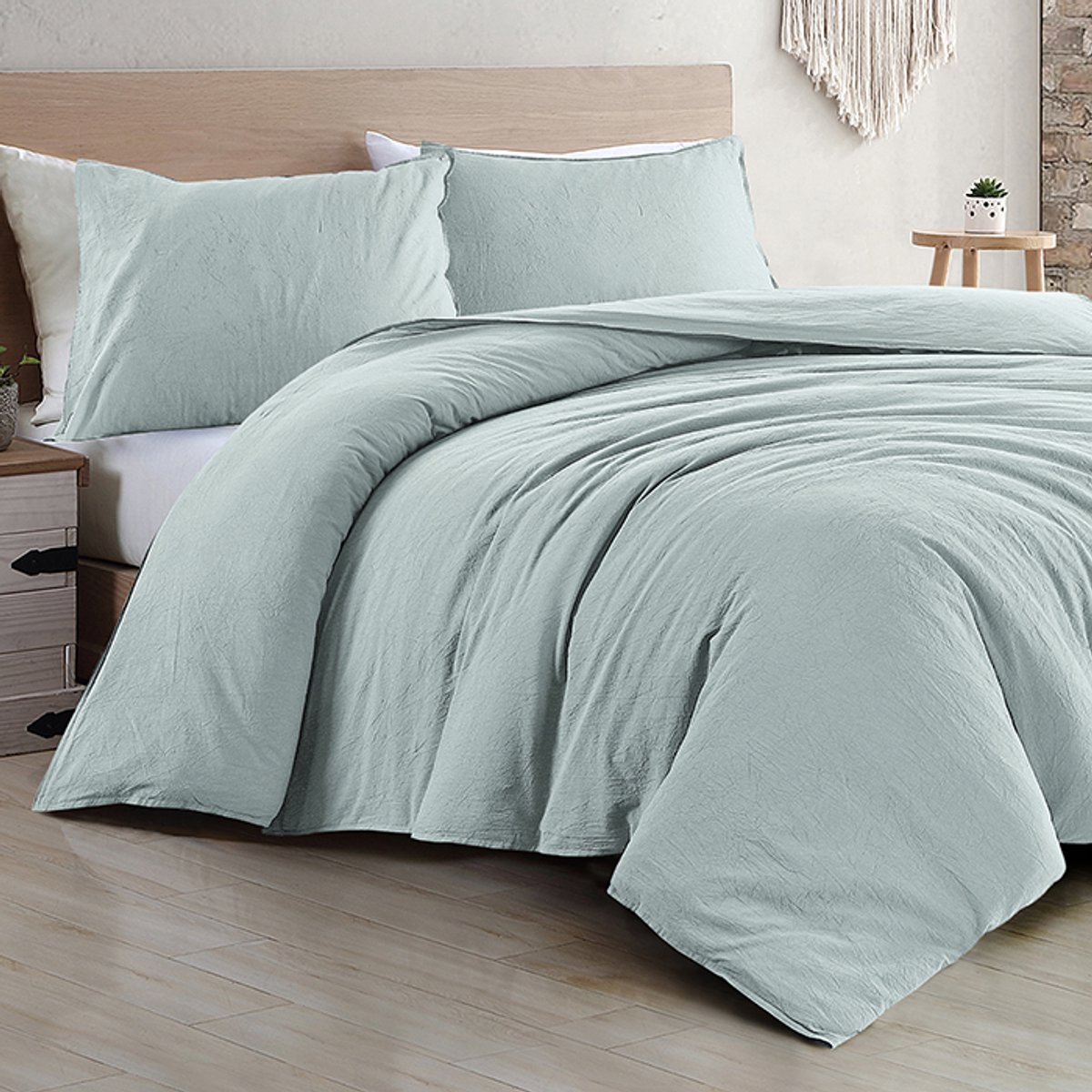 Zavelo DeLuxe Stonewashed Dekbedovertrek Mint-1-persoons (140 x 200/220 cm)