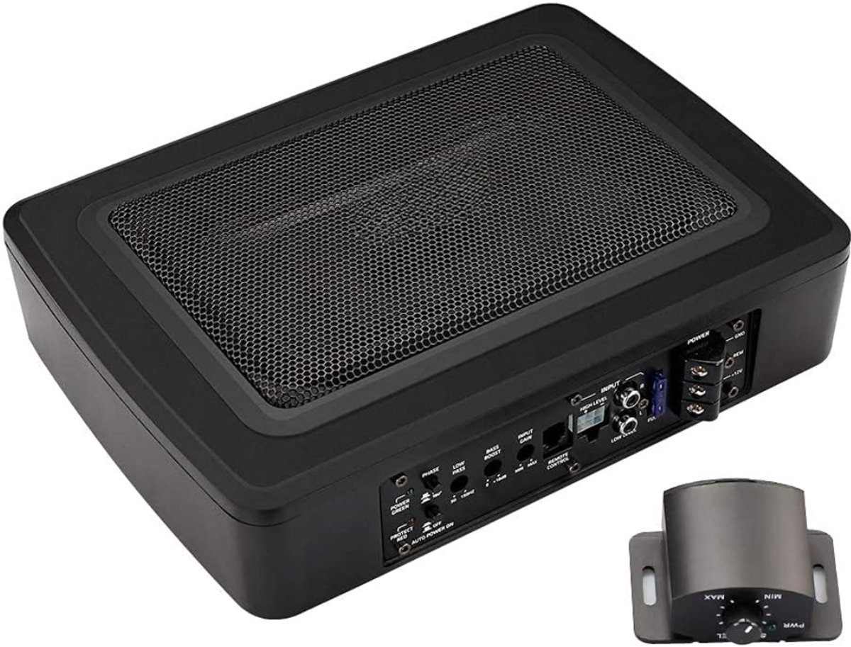Lìon® Subwoofer Auto - Actieve Subwoofer Kist - Subwoofer Auto met Versterker - Zwart - 22cm x 29cm x 7cm