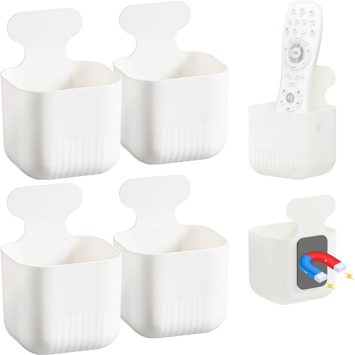 Magnetische Stiftenhouder – 4 stuks – 12,5x9x8,1 cm – Wit – Voor Whiteboard, Koelkast & Magneetbord
