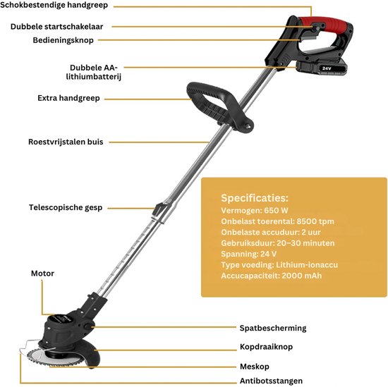 DYVNS® Elektrische Onkruidborstel - Voegenreiniger - Voegenborstel - Onkruidverwijderaar - 2 Accu's - 16 Messen — afbeelding 5