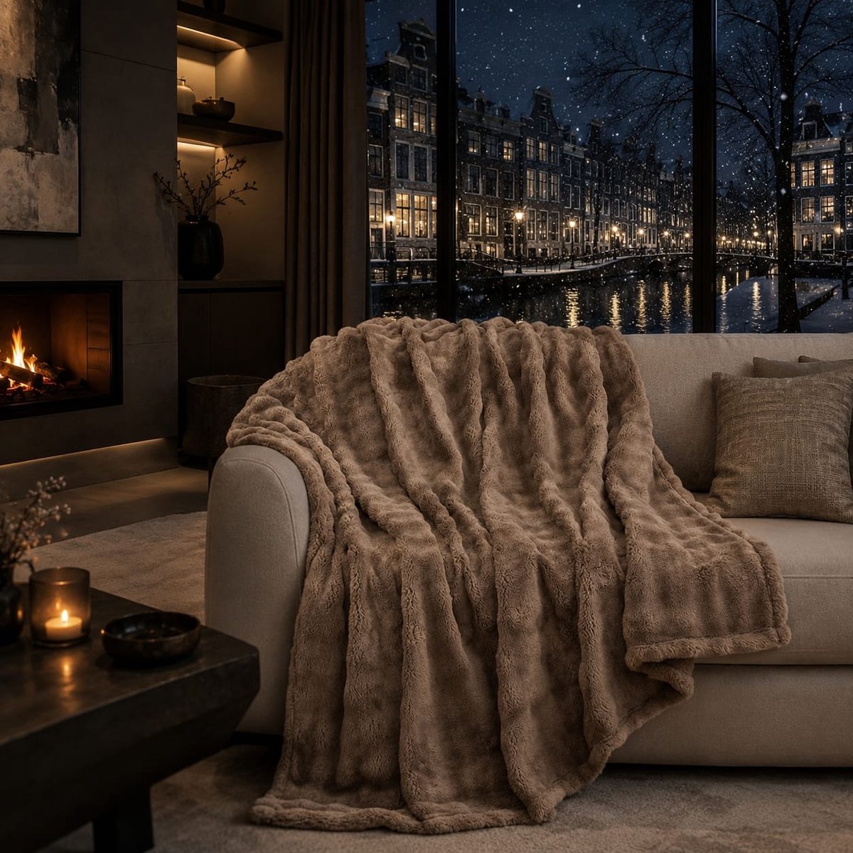 Lano&Go Fleecedeken 220x240 cm - Zachte Konijnenfleece met 3D Bubbeldesign - Oeko-Tex Gecertificeerd - Geschikt voor Tweepersoonsbed, Kinderen, Honden en Katten - Bruin