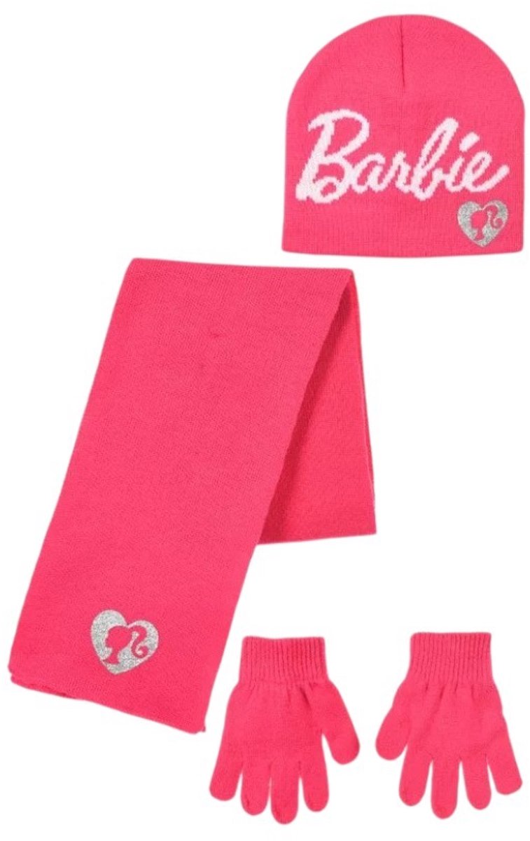 Barbie winter set handschoenen sjaal muts