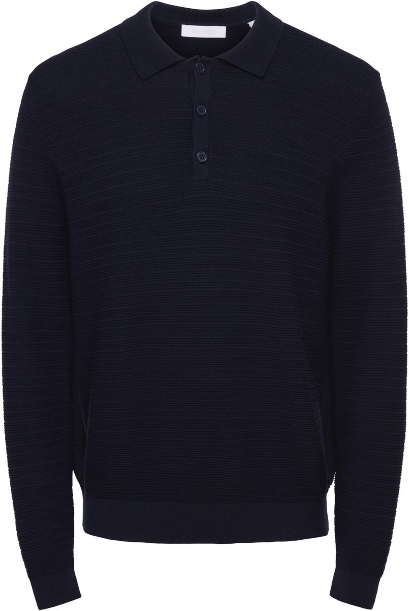 Only & Sons Poloshirt Onscarl Reg Ls Structure Polo Knit 22039400 Baritone Blue Mannen Maat - M