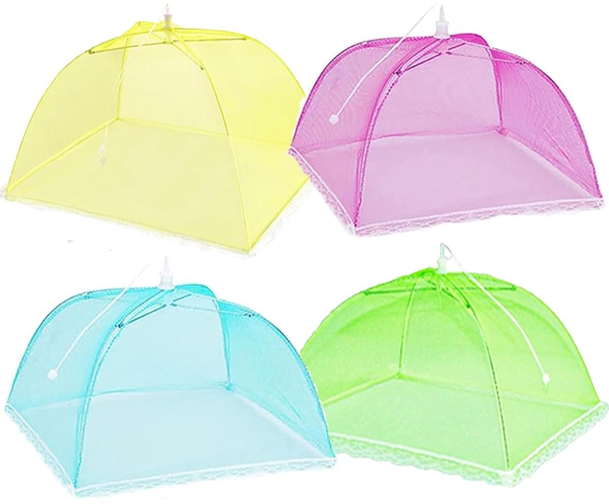 longziming - Opvouwbare Voedselkap - Vliegenkap voor Voedsel, Fruit en Taart - Bescherming tegen Vliegen - Voor Barbecue, Feestjes, Camping en Picknick - Pop-Up - 43 x 43 cm
