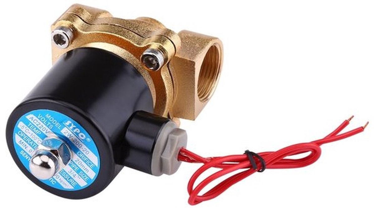 - Solenoïde Ventiel - 3/4 Inch - Normaal Gesloten - Zinklegering - Voor Water Lucht Gas - AC 220V