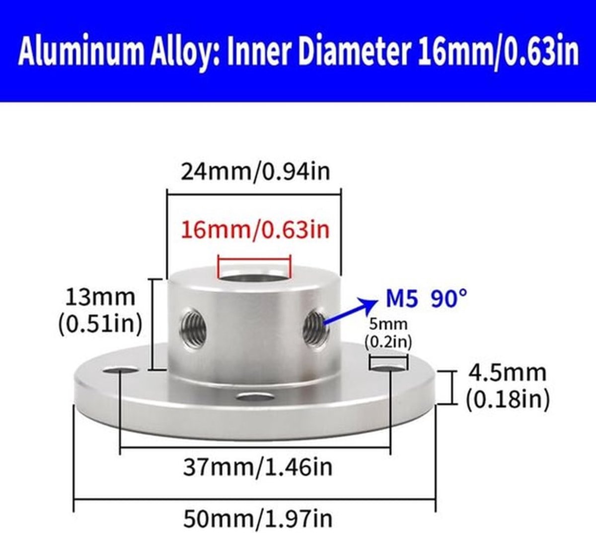 - Aluminium Flens Koppeling - 2x 16mm - Voor Motoren en DIY Projecten - Hoge Kwaliteit - Duurzaam Materiaal - Verbindingselement - Geschikt...
