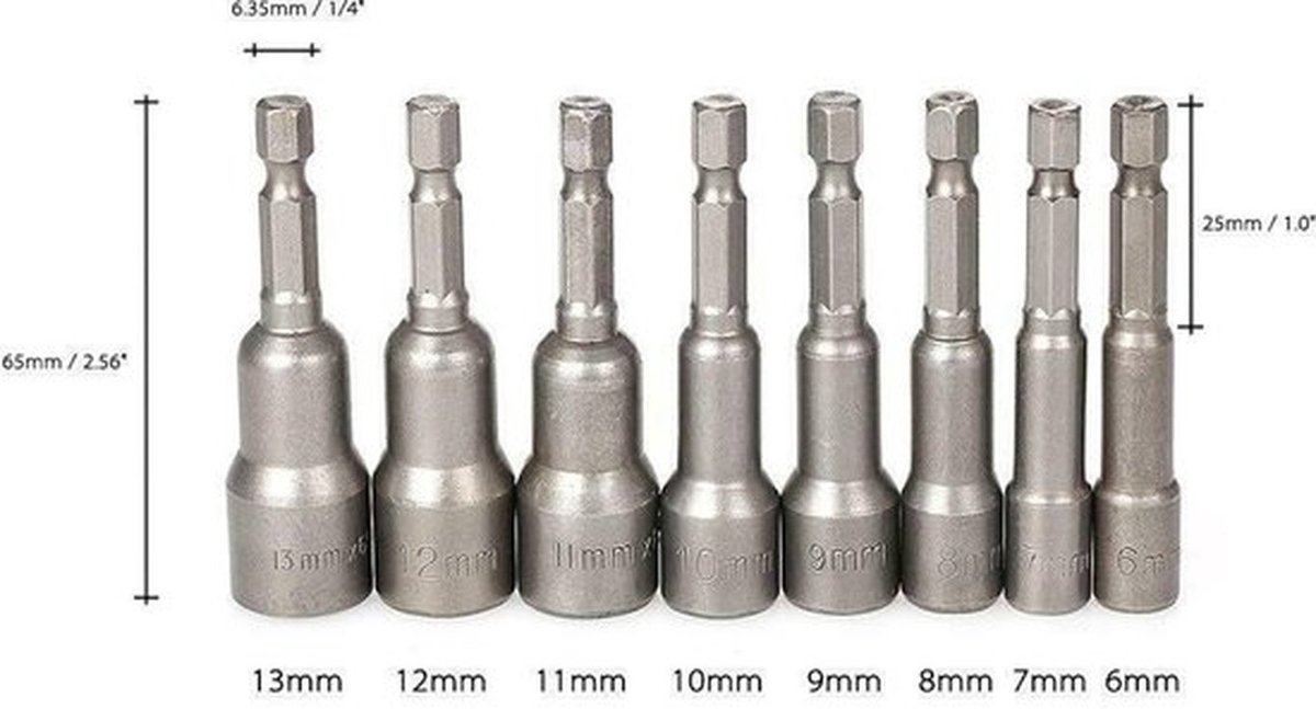 1/4 Inch - Hoogwaardige kwaliteit - 13 mm - Geschikt voor handboor en schroevendraaier - Duurzaam - Antiroest