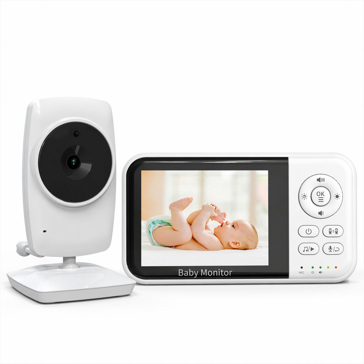 Nexeli NX-BC-31 Babyfoon met Camera – 3,2 Inch LCD Scherm – 2x Zoom – Nachtzicht – Terugspreekfunctie – Slaapliedjes