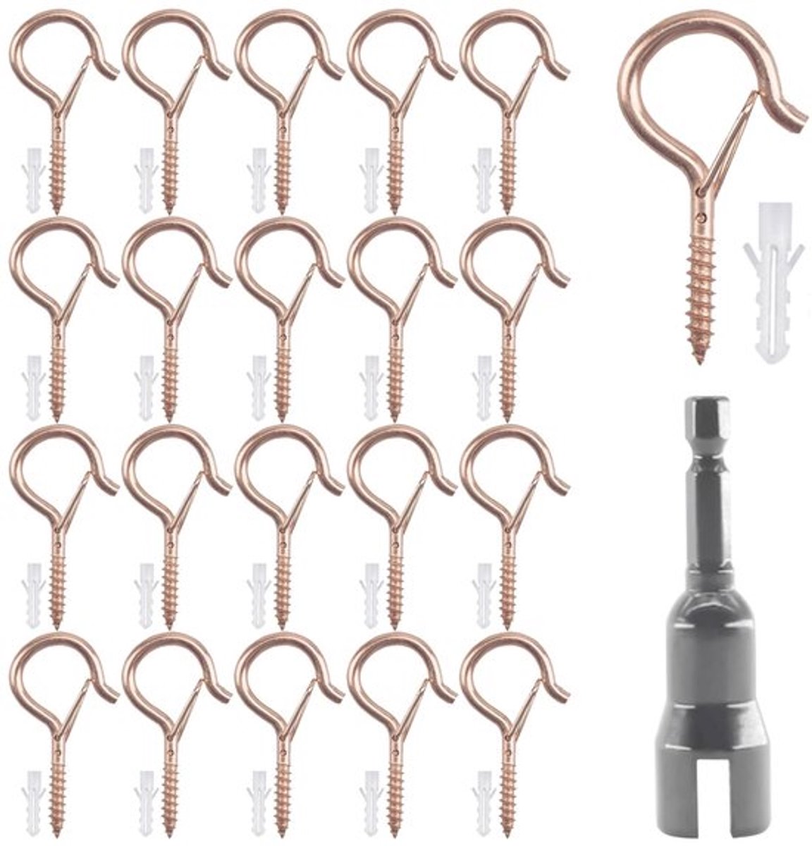 - Schroefhaak - Decoratie Haak - Veilig en eenvoudig - Roze - Buitengebruik - Voor het ophangen van planten - Set van 20