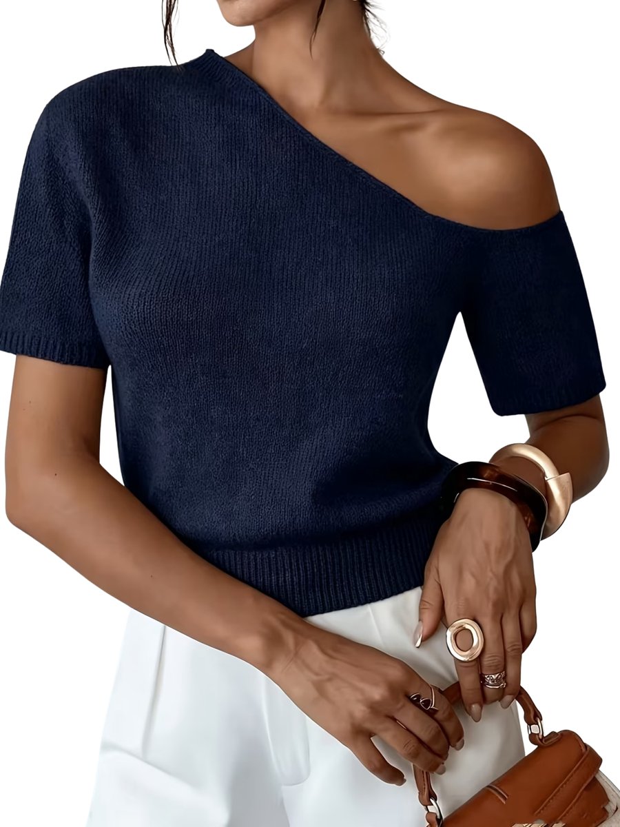 Currero T-Shirt Dames Shirt Zomerkleding T Shirt Mode Old Money Polo Vrouwen Kleding Volwassenen Marineblauwe Kleur