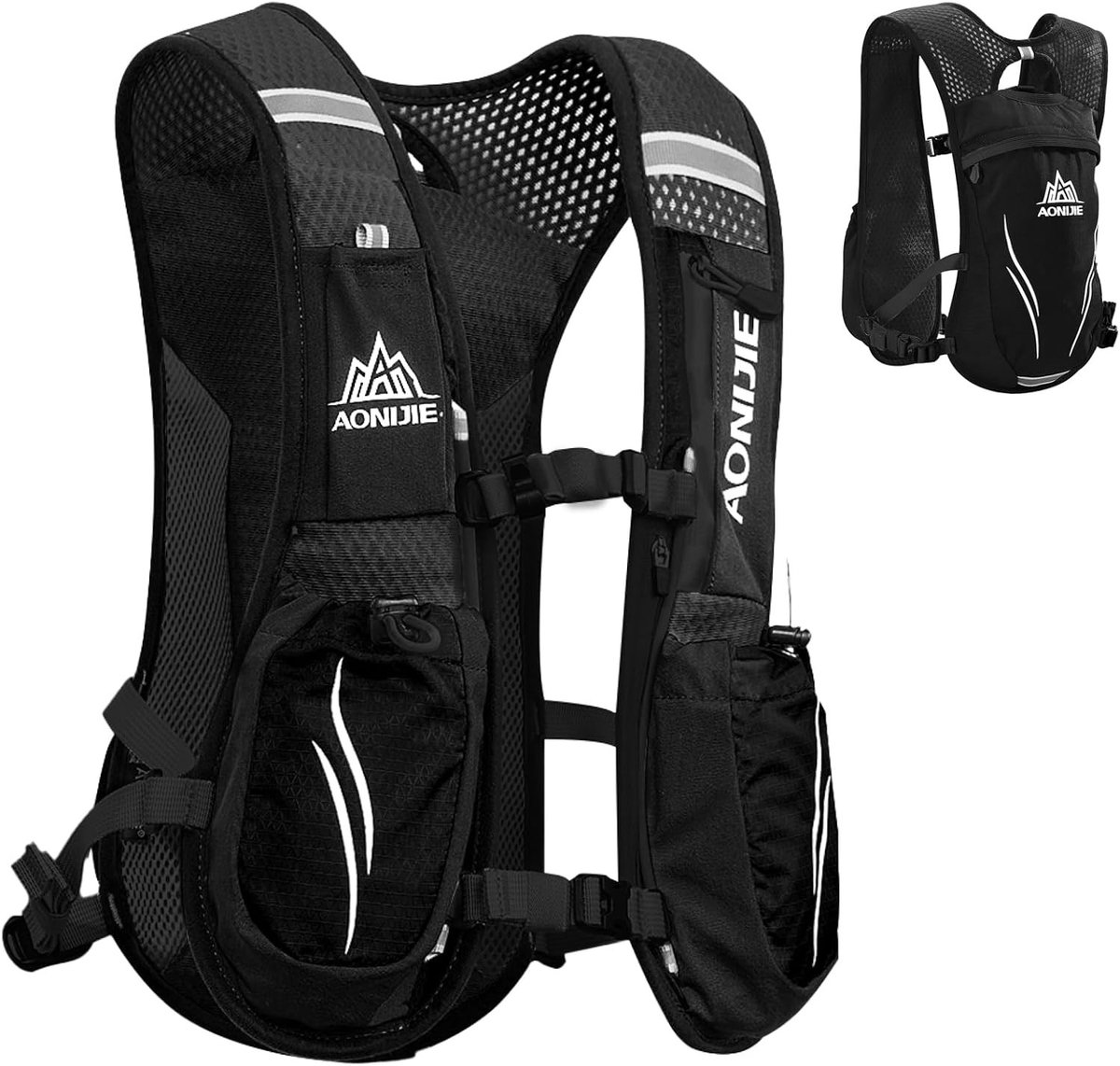 Loopvest - Zwart - Lichtgewicht Ademend Nylon - Hardloopvest voor Dames en Heren