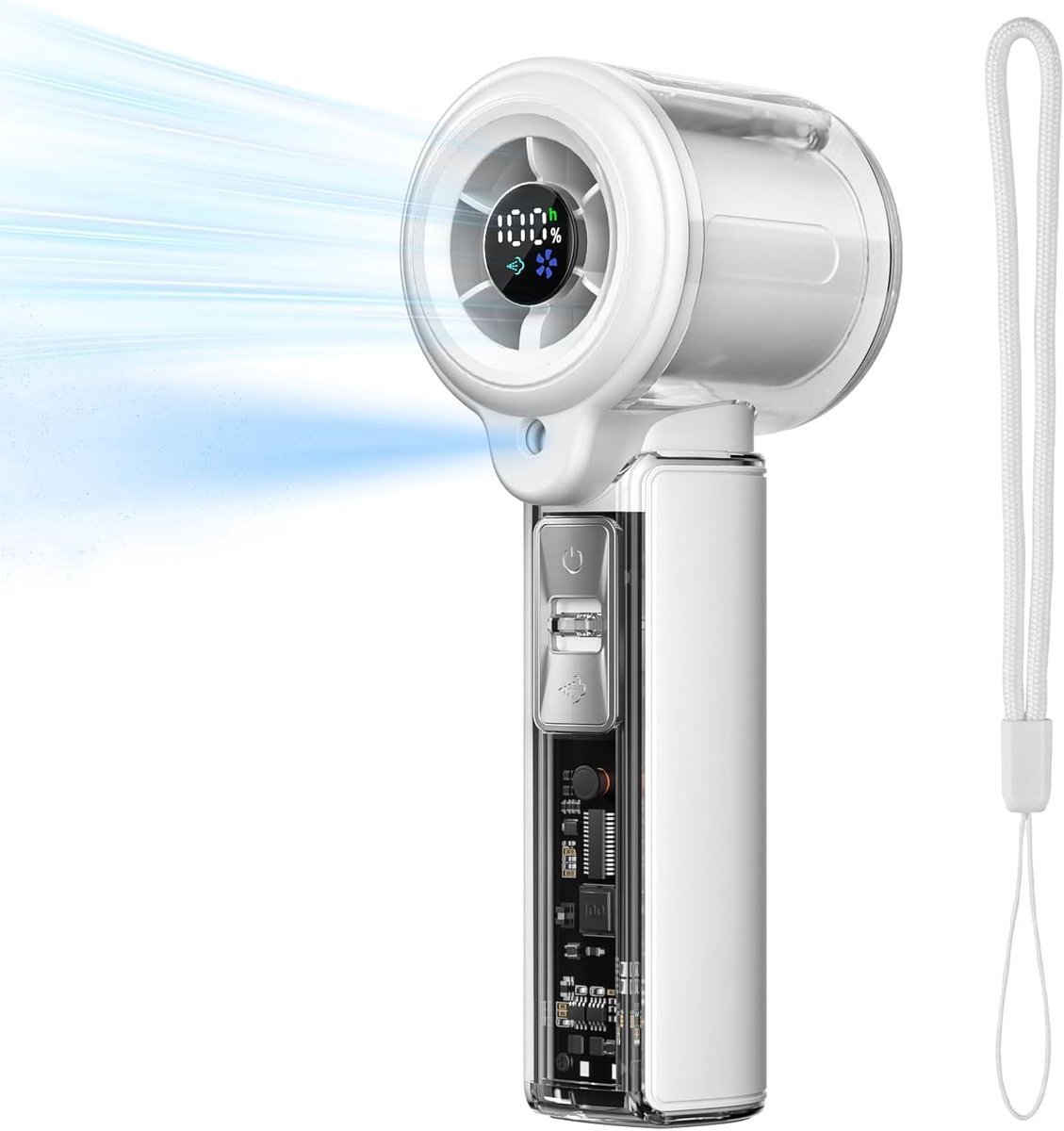 Mini airco - Wit - Compact en Oplaadbaar - Draagbare USB-C Ventilator met Vernevelingsfunctie - Voor Buiten en Reizen