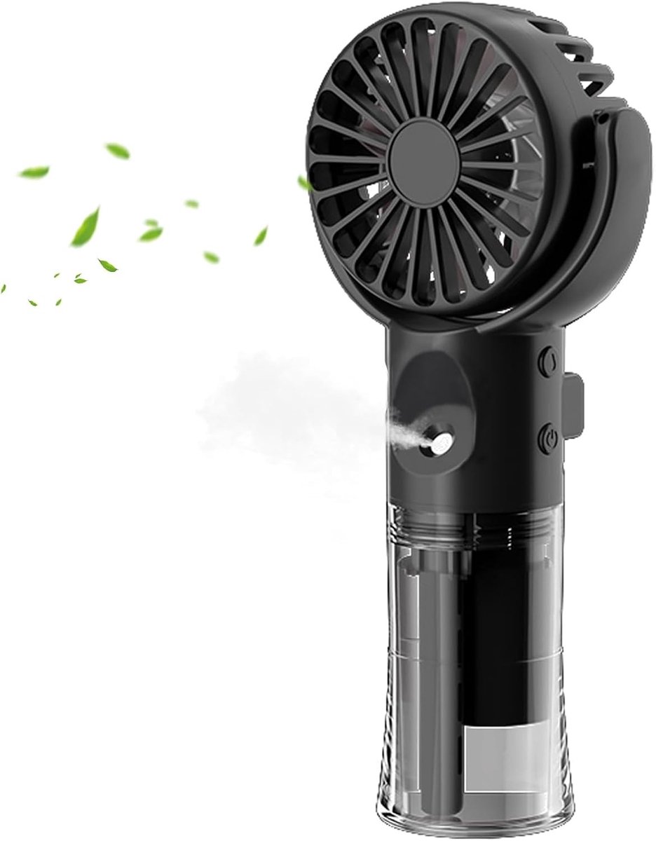 Mini airco - Zwart - Compact - Draagbare USB Handventilator met Waternevelspray - Persoonlijke Koelventilator