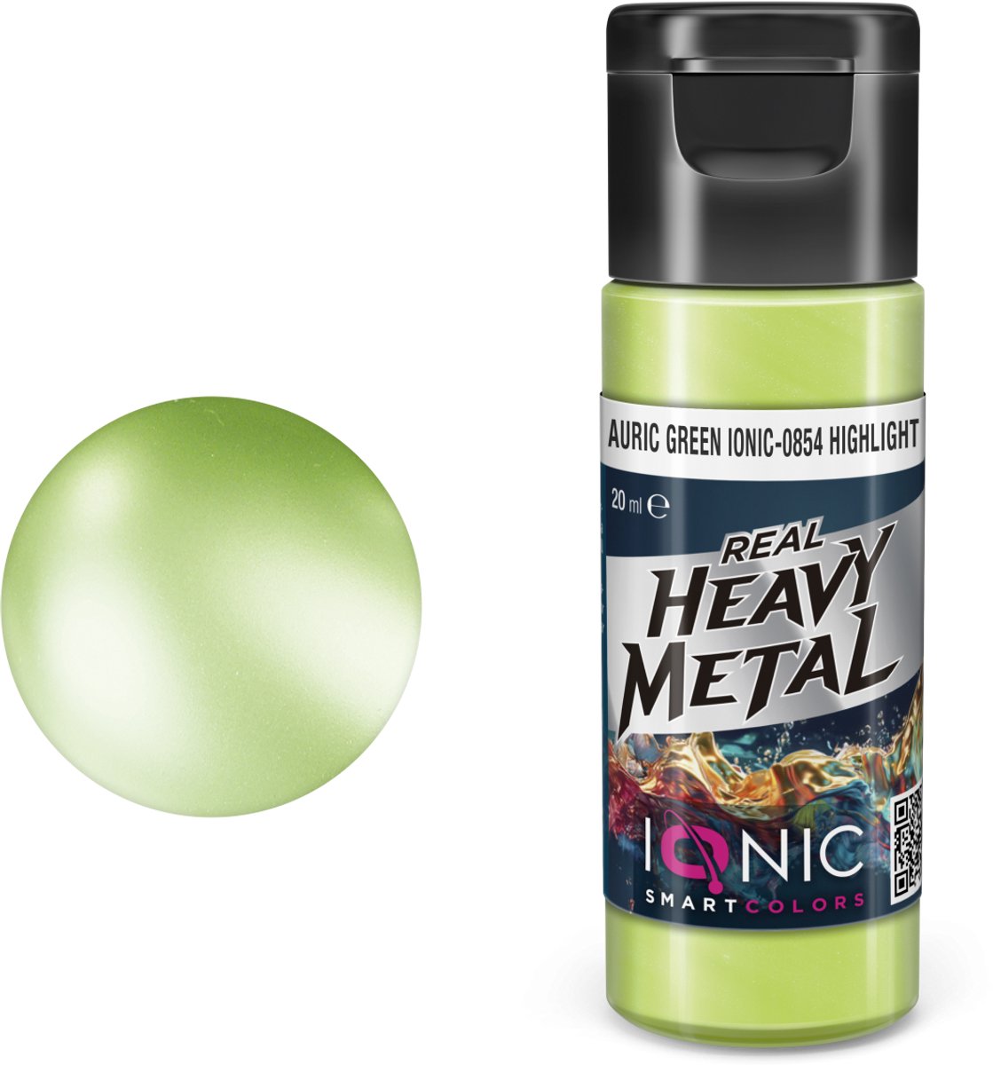 AMMO by Mig Jimenez Hobbyverf Acrylverf - MIG IO0854 Ionic Smart Colors - Real Heavy Metal - Goudgroen - Highlight - Metallic Acryl - 20ml Verf potje - 20 ml