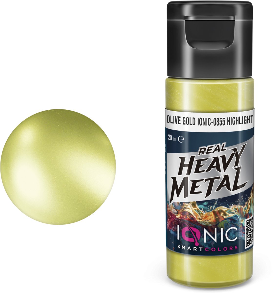 AMMO by Mig Jimenez Hobbyverf Acrylverf - MIG IO0855 Ionic Smart Colors - Real Heavy Metal - Olijfgoud - Highlight - Metallic Acryl - 20ml Verf potje - 20 ml