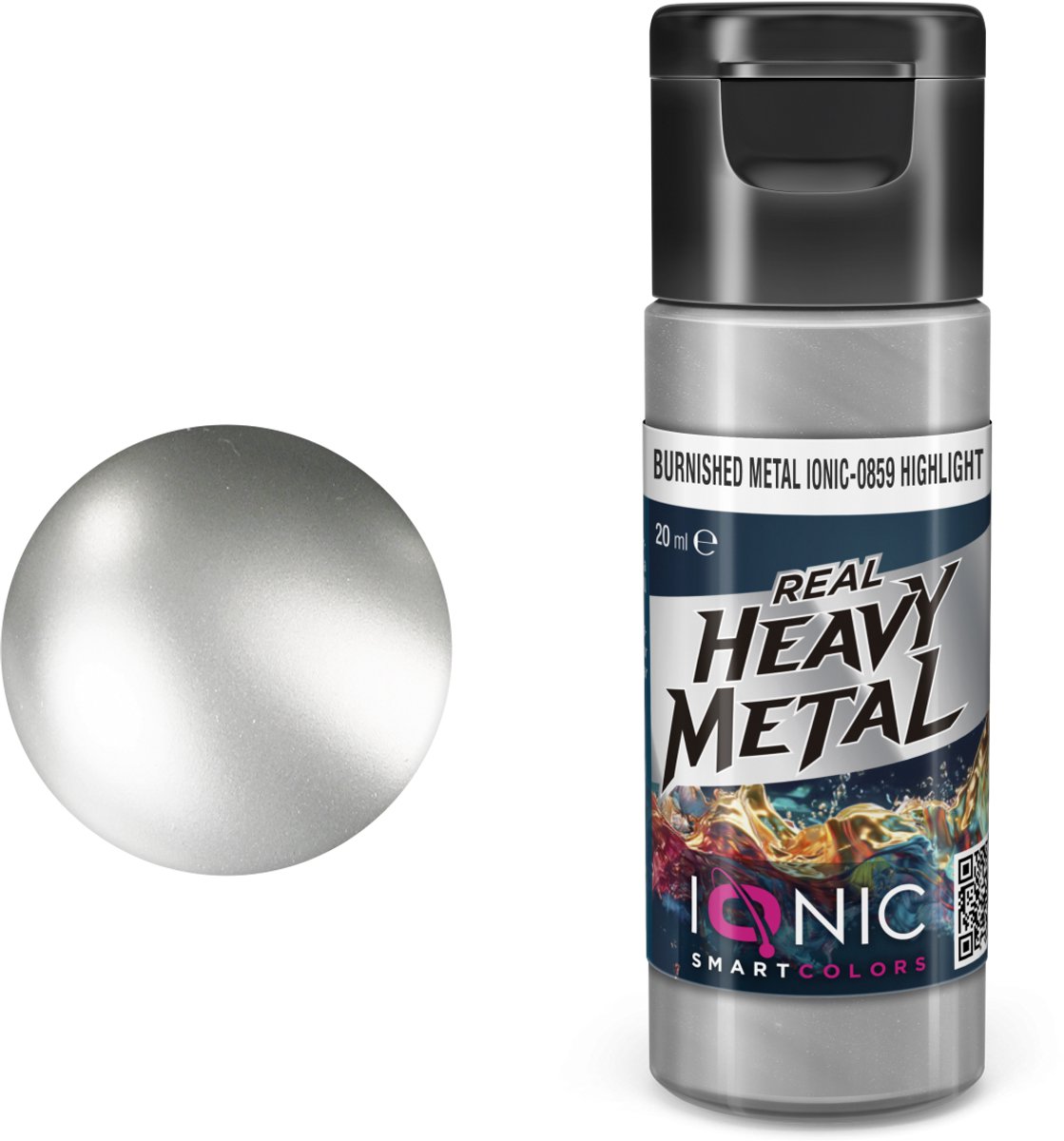 AMMO by Mig Jimenez Hobbyverf Acrylverf - MIG IO0859 Ionic Smart Colors - Real Heavy Metal - Gepolijst Metaal - Highlight - Metallic Acryl - 20ml Verf potje - 20 ml