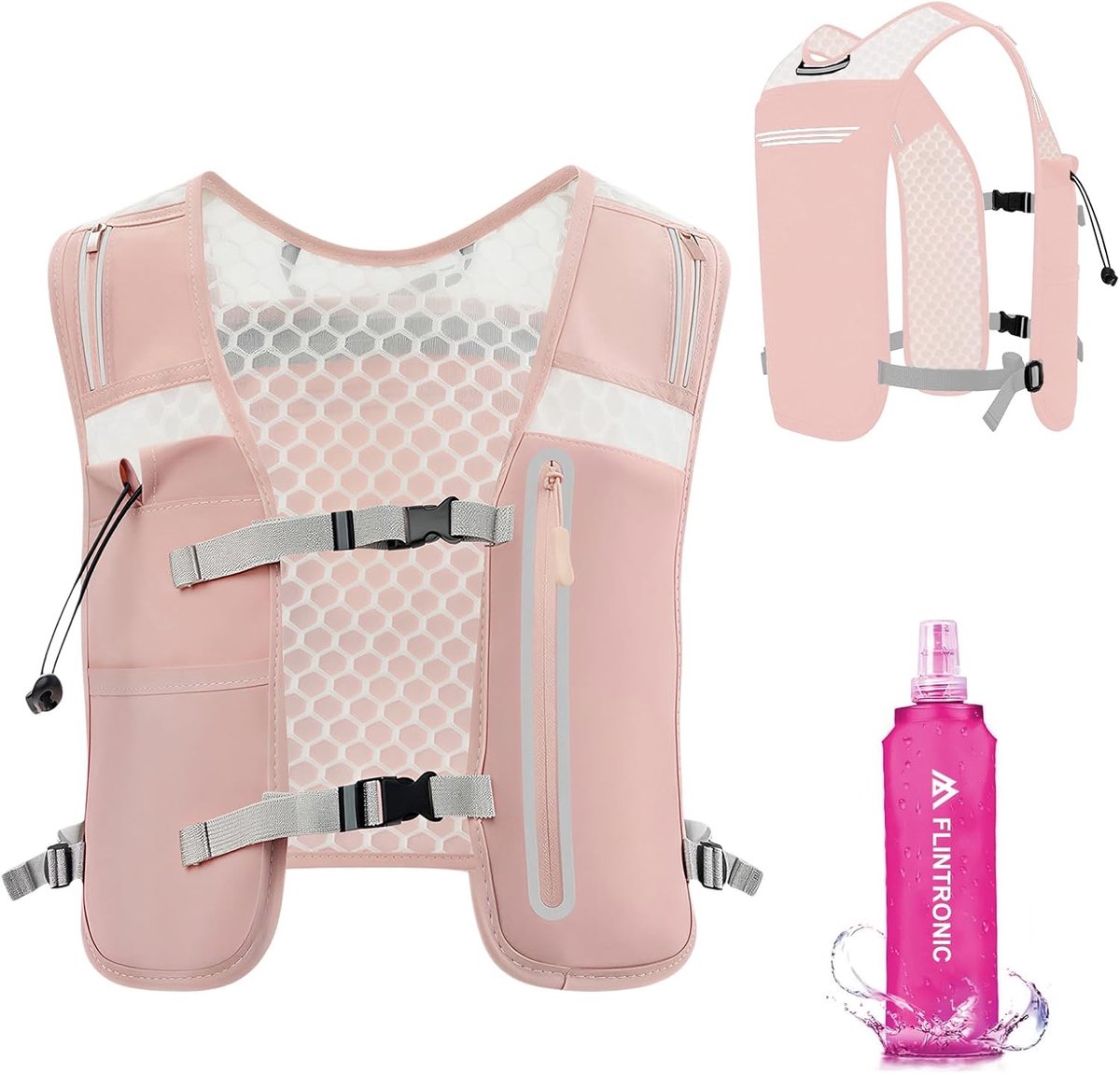 Loopvest - Roze - 40 x 28 x 13 cm - Nylon waterdicht hardloophydratatievest met verstelbare band - Voor dames en heren