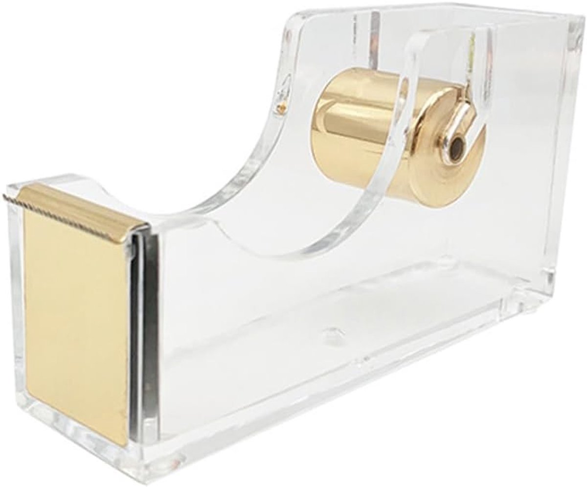 Transparante Tape Dispenser - Goud - 120 x 35 x 65 mm - Acryl Navulbare Rolhouder - Voor Thuis, School en Kantoor