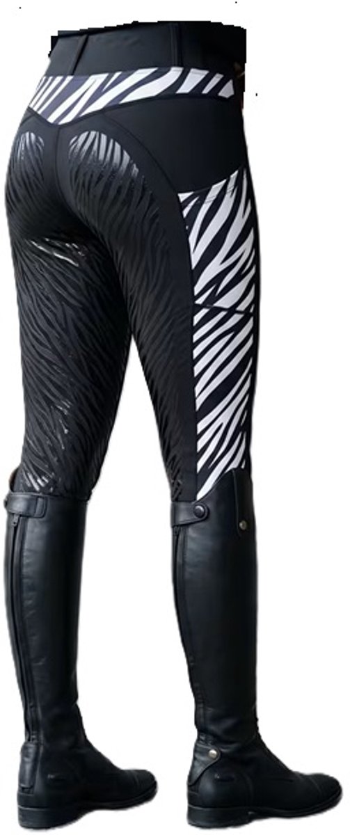 Rijlegging met zebraprint - siliconen grip - full seat - rijbroek - maat L