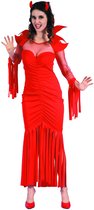 Joya Party® Duivel Kostuum Dames | Rode Duivel Jurk Vrouwen | Devil Verkleedpak Vrouw | Halloween Kostuum | Duivel Verkleedjurk met Hoorns | Stretch | Carnaval | Maat S/M